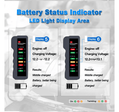 جهاز فحص واخبار متسوى البطارية والدينمو