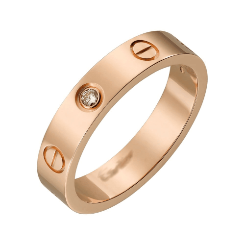 خاتم كارتير لوف مطلي ذهب وردي مزين بفصوص زيركون دب...