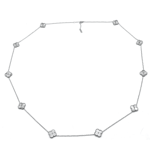 سلسال فان كليف طويل 10 وردات لون فضي