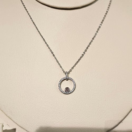 سلسال سوارفسكي دائري فضي مرصع بأحجار