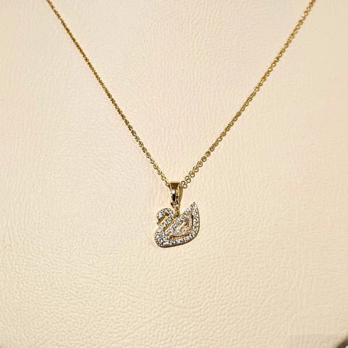 سلسال سوارفسكي البجعه ذهبي مزين بأحجار م1