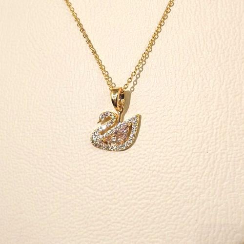 سلسال سوارفسكي البجعة ذهبي مزين بأحجار م2