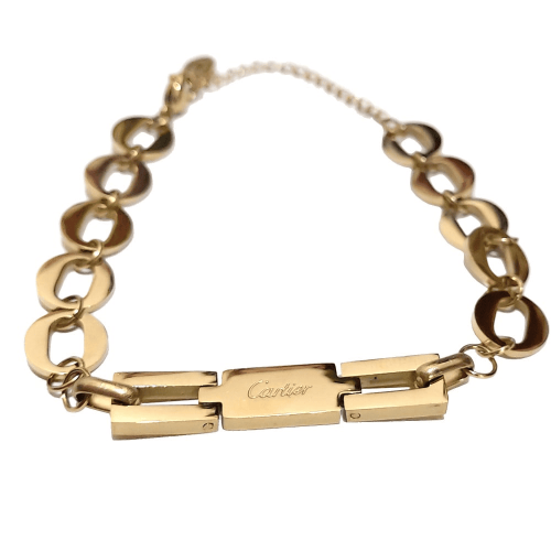 سوار سلسلة حلقات مطلي بالذهب بتصميم مستوحى من كارت...