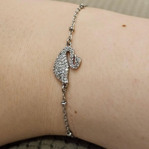 اسوارة سوارفسكي فضي مزينة بأحجار