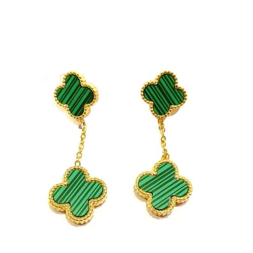 طقم فان كليف اخضر سلسال وحلق وخاتم واسوارة