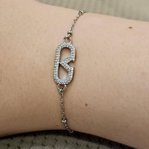 اسوارة فالنتينو فضية مرصعة بأحجار