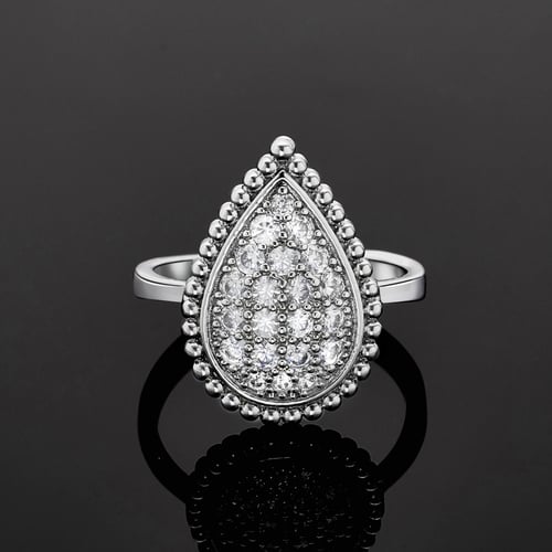 طقم زركون قطرات ماء تصميم انيق 4 قطع لون فضي