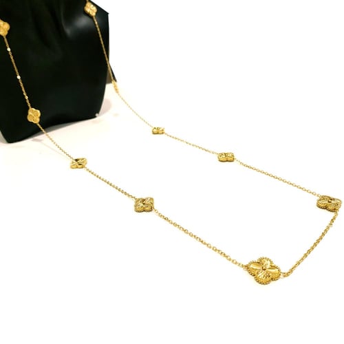 سلسال فان كليف طويل 10 وردات لون ذهبي