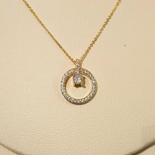 سلسال سوارفسكي دائري ذهبي مرصع بأحجار