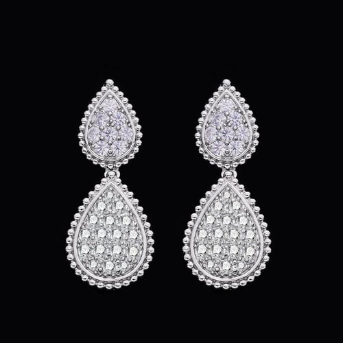 طقم زركون قطرات ماء تصميم انيق 4 قطع لون فضي