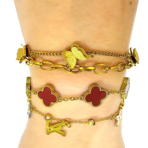 طقم اساور كليف احمر فراشات ال في