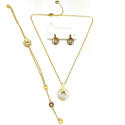 طقم 3 قطع مطلي بتصميم مستوحى من بولغاري ابيض