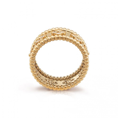 خاتم فان كليف الذهبي مرصع بحجر الراين مطلي ذهب