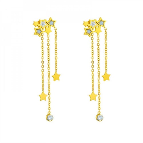 حلق نسائي مطلي بالذهب عالية الجودة مرصعة بحجر الزر...