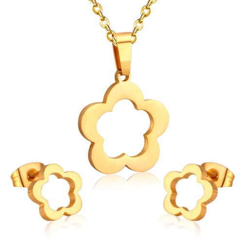 طقم اكسسوارات مكون من حلق وقلادة مع تعليقة على شكل...