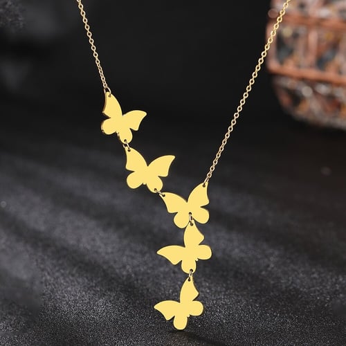 سلسلة نسائية انيقة مزينة بتعليقات شكل فراشات - لون...