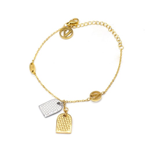 سوار ال في مطلي ذهب قطعتين ذهبي وفضي وحرفين في بتص...