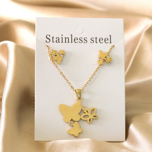 طقم اكسسوارات مكون من حلق وقلادة مع تعليقة على شكل...