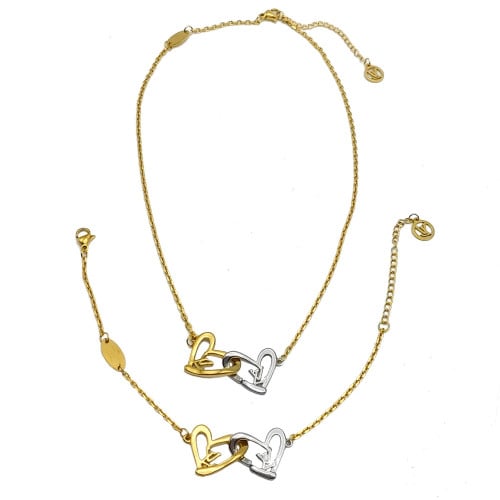 طقم لويس فيتون قلبين سلسال واسوارة