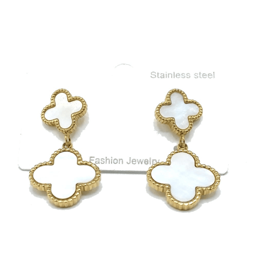 حلق فانكليف وردتين ابيض