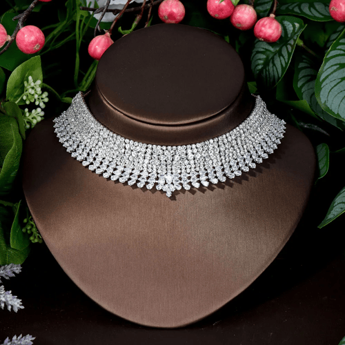 طقم مجوهرات زركون فخم 4 قطع - مطلي بالبلاتين