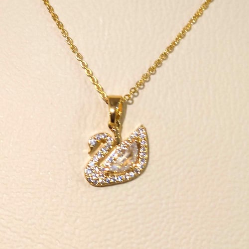 سلسال سوارفسكي البجعه ذهبي مزين بأحجار م1