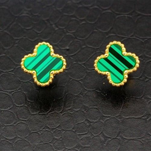 طقم فان كليف اخضر سلسال وحلق وخاتم واسوارة