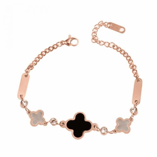 سوار كليف وردة كلوفر بتصميم سلسلة وقطع معدنية وراد...