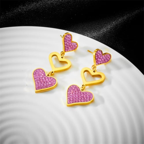 أقراط نسائية فاخرة بتصميم على شكل قلب ومرصعة بحجر...