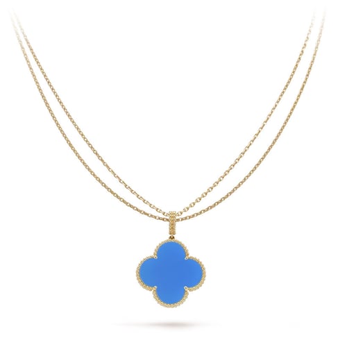 سلسال فان كليف طويل ازرق وردة واحدة كبيرة