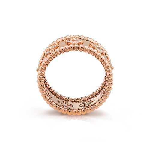 خاتم كليف مرصع بحجر الزيركون مطلي ذهب وردي (روز قو...