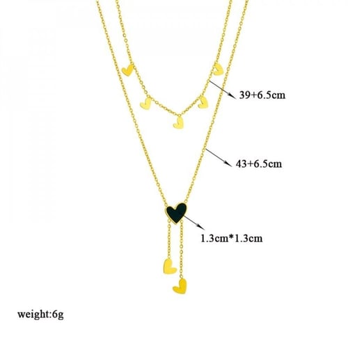 سلسال ناعم وانيق مع تعليقات على شكل قلوب مطلي ذهب