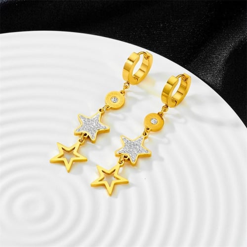 أقراط نسائية مطلية بالذهب عالية الجودة مرصعة بحجر...