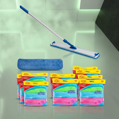 10 Microfiber Bag + Aluminum mop with extra replac...