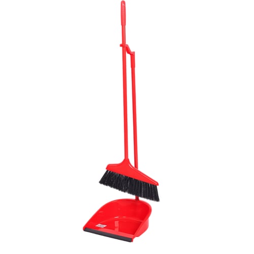 طقم مكون من مقشة وجاروف بمقابض طويلة