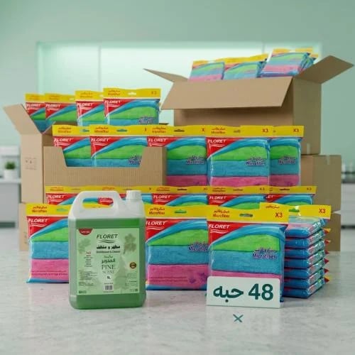 48 Microfiber Cloths (40x40) Bag + 5L Floor Disinf...