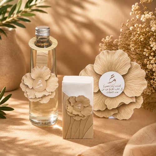 طقم طاولة زهرة فاخر البيج