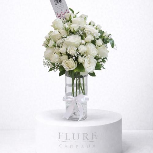 فازة ورد جوري أبيض وبيبي جوري