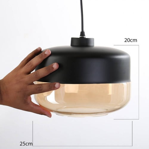 لمبة علاقية سوداء مع زجاج عسلي