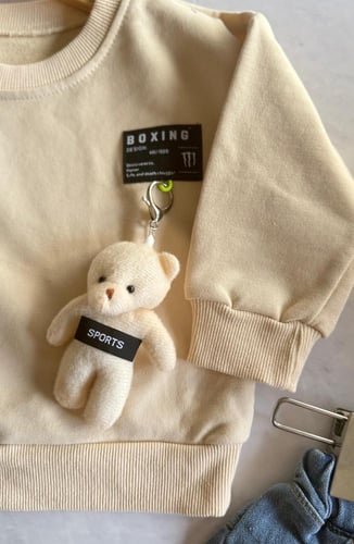 طقم اطفال ولادي جينز وتيشرت بأكمام طويلة