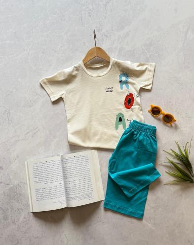 طقم برمودا ولادي برسومات كرتونية مرحة