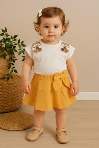 طقم بيبي بناتي صيفي خروج من قطعتين