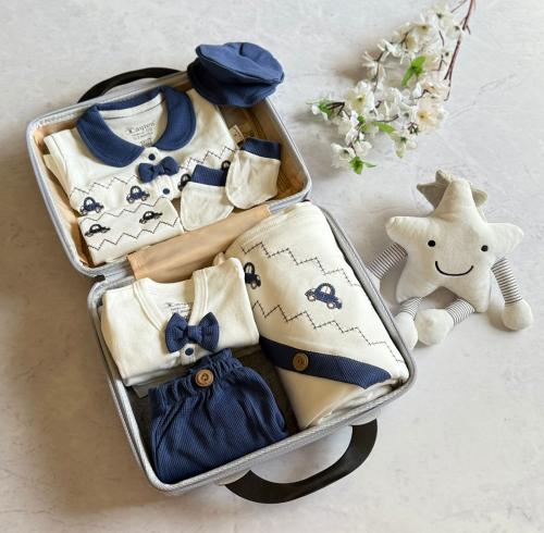 بوكس هدايا مواليد ملابس ولادي تصميم السيارة 10قطع