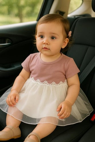 فستان بيبي صيفي تل نص كم