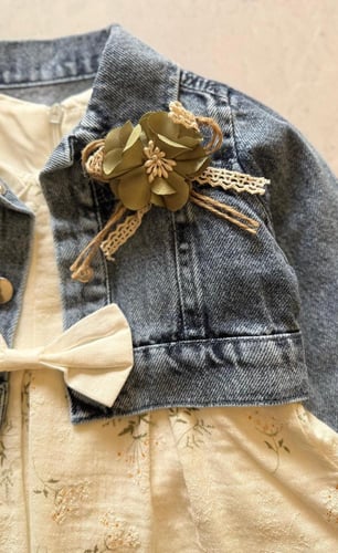 فستان بناتي صيفي بطبعات زهور مع جاكيت جينز أنيق –...