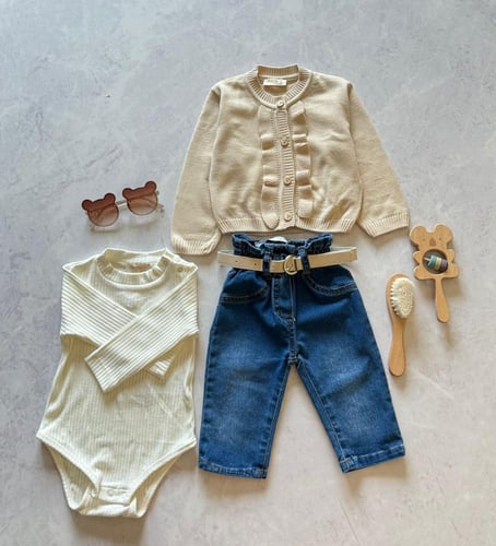 طقم اطفال بناتي خريفي خروج مكون من 4 قطع