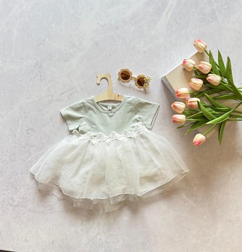 فستان بيبي صيفي تل نص كم