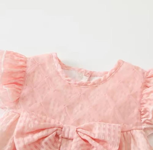 رومبير مواليد بناتي باللون الزهري مع توكه شعر انيق...