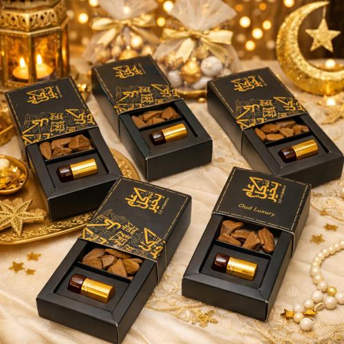 5 علب توزيعات العيد (عود+دهن)