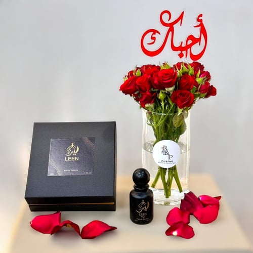 فازة بيبي جوري احمر مع عطر لين Vase Rose Red With...